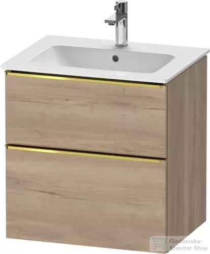 Duravit D-NEO 61x46,2 cm-es, 2 fiókos alsószekrény polírozott arany színű fogantyúval 233663 mosdóhoz, márványos tölgy DE4361034550000