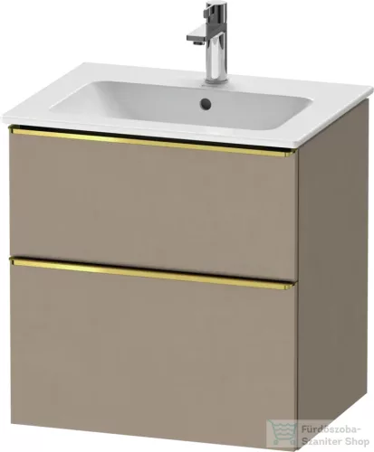 Duravit D-NEO 61x46,2 cm-es, 2 fiókos alsószekrény polírozott arany színű fogantyúval 233663 mosdóhoz, matt len DE4361034750000