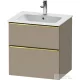 Duravit D-NEO 61x46,2 cm-es, 2 fiókos alsószekrény polírozott arany színű fogantyúval 233663 mosdóhoz, matt len DE4361034750000