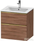 Duravit D-NEO 61x46,2 cm-es, 2 fiókos alsószekrény polírozott arany színű fogantyúval 233663 mosdóhoz, matt dió DE4361034790000
