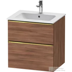   Duravit D-NEO 61x46,2 cm-es, 2 fiókos alsószekrény polírozott arany színű fogantyúval 233663 mosdóhoz, matt dió DE4361034790000