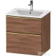 Duravit D-NEO 61x46,2 cm-es, 2 fiókos alsószekrény polírozott arany színű fogantyúval 233663 mosdóhoz, matt dió DE4361034790000