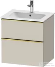 Duravit D-NEO 61x46,2 cm-es, 2 fiókos alsószekrény polírozott arany színű fogantyúval 233663 mosdóhoz, matt taupe DE4361034910000
