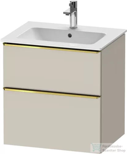Duravit D-NEO 61x46,2 cm-es, 2 fiókos alsószekrény polírozott arany színű fogantyúval 233663 mosdóhoz, matt taupe DE4361034910000