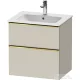 Duravit D-NEO 61x46,2 cm-es, 2 fiókos alsószekrény polírozott arany színű fogantyúval 233663 mosdóhoz, matt taupe DE4361034910000