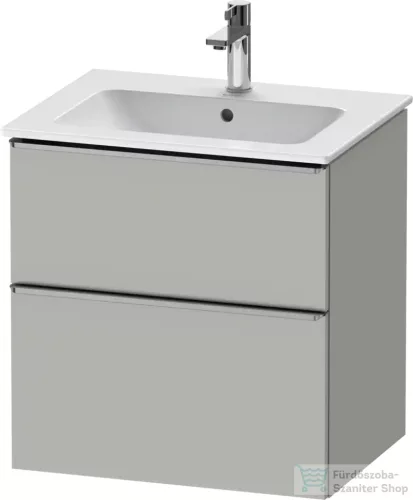 Duravit D-NEO 61x46,2 cm-es, 2 fiókos alsószekrény rozsdamentes acél színű fogantyúval 233663 mosdóhoz, matt betonszürke DE4361070070000