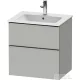 Duravit D-NEO 61x46,2 cm-es, 2 fiókos alsószekrény rozsdamentes acél színű fogantyúval 233663 mosdóhoz, matt betonszürke DE4361070070000