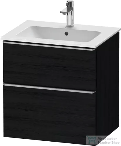 Duravit D-NEO 61x46,2 cm-es, 2 fiókos alsószekrény rozsdamentes acél színű fogantyúval 233663 mosdóhoz, matt fekete tölgy DE4361070160000