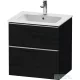 Duravit D-NEO 61x46,2 cm-es, 2 fiókos alsószekrény rozsdamentes acél színű fogantyúval 233663 mosdóhoz, matt fekete tölgy DE4361070160000