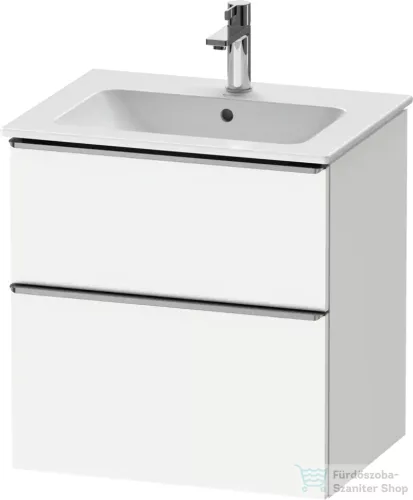 Duravit D-NEO 61x46,2 cm-es, 2 fiókos alsószekrény rozsdamentes acél színű fogantyúval 233663 mosdóhoz, matt fehér DE4361070180000
