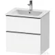 Duravit D-NEO 61x46,2 cm-es, 2 fiókos alsószekrény rozsdamentes acél színű fogantyúval 233663 mosdóhoz, matt fehér DE4361070180000