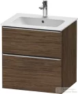 Duravit D-NEO 61x46,2 cm-es, 2 fiókos alsószekrény rozsdamentes acél színű fogantyúval 233663 mosdóhoz, matt sötét dió DE4361070210000