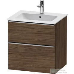   Duravit D-NEO 61x46,2 cm-es, 2 fiókos alsószekrény rozsdamentes acél színű fogantyúval 233663 mosdóhoz, matt sötét dió DE4361070210000