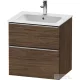 Duravit D-NEO 61x46,2 cm-es, 2 fiókos alsószekrény rozsdamentes acél színű fogantyúval 233663 mosdóhoz, matt sötét dió DE4361070210000