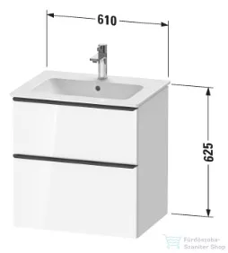 Duravit D-NEO 61x46,2 cm-es, 2 fiókos alsószekrény rozsdamentes acél színű fogantyúval 233663 mosdóhoz, matt sötét dió DE4361070210000