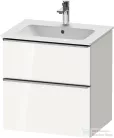 Duravit D-NEO 61x46,2 cm-es, 2 fiókos alsószekrény rozsdamentes acél színű fogantyúval 233663 mosdóhoz, fényes fehér DE4361070220000
