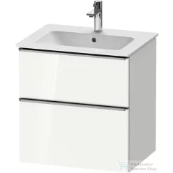   Duravit D-NEO 61x46,2 cm-es, 2 fiókos alsószekrény rozsdamentes acél színű fogantyúval 233663 mosdóhoz, fényes fehér DE4361070220000