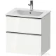 Duravit D-NEO 61x46,2 cm-es, 2 fiókos alsószekrény rozsdamentes acél színű fogantyúval 233663 mosdóhoz, fényes fehér DE4361070220000