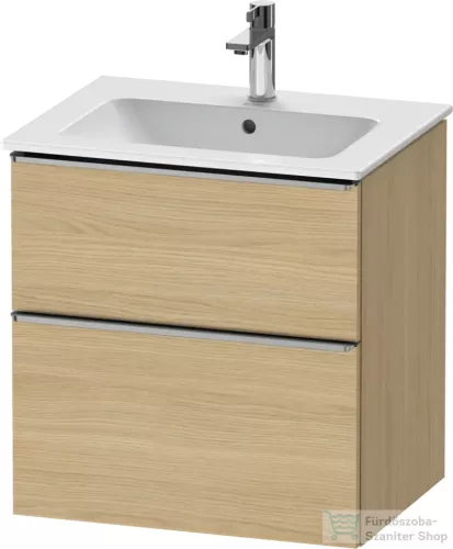 Duravit D-NEO 61x46,2 cm-es, 2 fiókos alsószekrény rozsdamentes acél színű fogantyúval 233663 mosdóhoz, natúr tölgy DE4361070300000