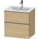 Duravit D-NEO 61x46,2 cm-es, 2 fiókos alsószekrény rozsdamentes acél színű fogantyúval 233663 mosdóhoz, natúr tölgy DE4361070300000