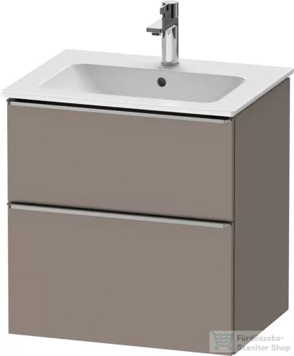 Duravit D-NEO 61x46,2 cm-es, 2 fiókos alsószekrény rozsdamentes acél színű fogantyúval 233663 mosdóhoz, matt bazalt DE4361070430000