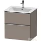 Duravit D-NEO 61x46,2 cm-es, 2 fiókos alsószekrény rozsdamentes acél színű fogantyúval 233663 mosdóhoz, matt bazalt DE4361070430000