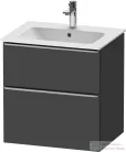 Duravit D-NEO 61x46,2 cm-es, 2 fiókos alsószekrény rozsdamentes acél színű fogantyúval 233663 mosdóhoz, matt grafit DE4361070490000
