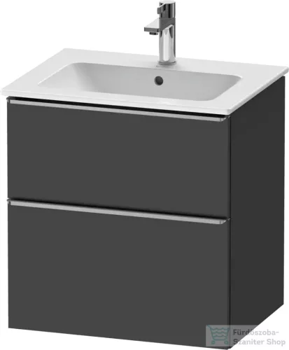 Duravit D-NEO 61x46,2 cm-es, 2 fiókos alsószekrény rozsdamentes acél színű fogantyúval 233663 mosdóhoz, matt grafit DE4361070490000