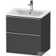 Duravit D-NEO 61x46,2 cm-es, 2 fiókos alsószekrény rozsdamentes acél színű fogantyúval 233663 mosdóhoz, matt grafit DE4361070490000