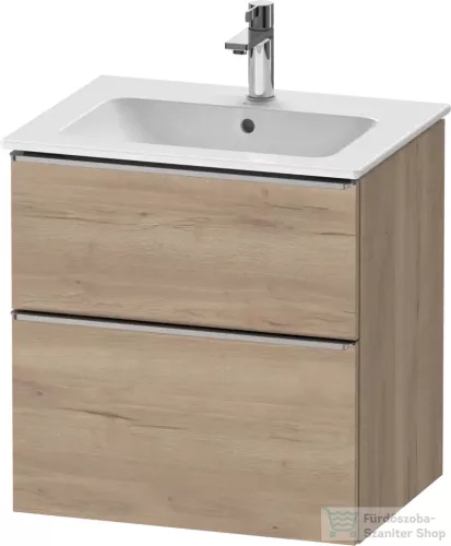 Duravit D-NEO 61x46,2 cm-es, 2 fiókos alsószekrény rozsdamentes acél színű fogantyúval 233663 mosdóhoz, márványos tölgy DE4361070550000