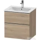 Duravit D-NEO 61x46,2 cm-es, 2 fiókos alsószekrény rozsdamentes acél színű fogantyúval 233663 mosdóhoz, márványos tölgy DE4361070550000
