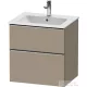 Duravit D-NEO 61x46,2 cm-es, 2 fiókos alsószekrény rozsdamentes acél színű fogantyúval 233663 mosdóhoz, matt len DE4361070750000