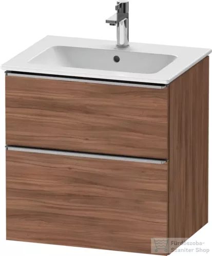 Duravit D-NEO 61x46,2 cm-es, 2 fiókos alsószekrény rozsdamentes acél színű fogantyúval 233663 mosdóhoz, matt dió DE4361070790000
