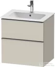 Duravit D-NEO 61x46,2 cm-es, 2 fiókos alsószekrény rozsdamentes acél színű fogantyúval 233663 mosdóhoz, matt taupe DE4361070910000