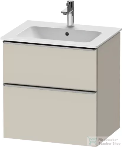 Duravit D-NEO 61x46,2 cm-es, 2 fiókos alsószekrény rozsdamentes acél színű fogantyúval 233663 mosdóhoz, matt taupe DE4361070910000