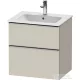 Duravit D-NEO 61x46,2 cm-es, 2 fiókos alsószekrény rozsdamentes acél színű fogantyúval 233663 mosdóhoz, matt taupe DE4361070910000