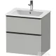 Duravit D-NEO 61x46,2 cm-es, 2 fiókos alsószekrény fekete fogantyúval 233663 mosdóhoz, matt betonszürke DE43610BD070000