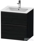 Duravit D-NEO 61x46,2 cm-es, 2 fiókos alsószekrény fekete fogantyúval 233663 mosdóhoz, matt fekete tölgy DE43610BD160000