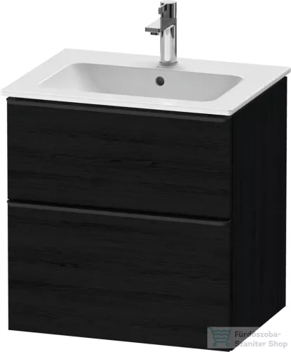 Duravit D-NEO 61x46,2 cm-es, 2 fiókos alsószekrény fekete fogantyúval 233663 mosdóhoz, matt fekete tölgy DE43610BD160000