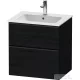 Duravit D-NEO 61x46,2 cm-es, 2 fiókos alsószekrény fekete fogantyúval 233663 mosdóhoz, matt fekete tölgy DE43610BD160000