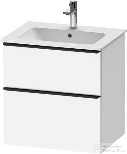 Duravit D-NEO 61x46,2 cm-es, 2 fiókos alsószekrény fekete fogantyúval 233663 mosdóhoz, matt fehér DE43610BD180000
