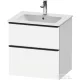 Duravit D-NEO 61x46,2 cm-es, 2 fiókos alsószekrény fekete fogantyúval 233663 mosdóhoz, matt fehér DE43610BD180000