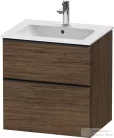 Duravit D-NEO 61x46,2 cm-es, 2 fiókos alsószekrény fekete fogantyúval 233663 mosdóhoz, matt sötét dió DE43610BD210000
