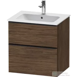   Duravit D-NEO 61x46,2 cm-es, 2 fiókos alsószekrény fekete fogantyúval 233663 mosdóhoz, matt sötét dió DE43610BD210000