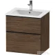 Duravit D-NEO 61x46,2 cm-es, 2 fiókos alsószekrény fekete fogantyúval 233663 mosdóhoz, matt sötét dió DE43610BD210000