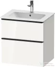 Duravit D-NEO 61x46,2 cm-es, 2 fiókos alsószekrény fekete fogantyúval 233663 mosdóhoz, fényes fehér DE43610BD220000