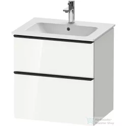   Duravit D-NEO 61x46,2 cm-es, 2 fiókos alsószekrény fekete fogantyúval 233663 mosdóhoz, fényes fehér DE43610BD220000