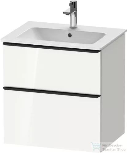 Duravit D-NEO 61x46,2 cm-es, 2 fiókos alsószekrény fekete fogantyúval 233663 mosdóhoz, fényes fehér DE43610BD220000