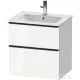 Duravit D-NEO 61x46,2 cm-es, 2 fiókos alsószekrény fekete fogantyúval 233663 mosdóhoz, fényes fehér DE43610BD220000