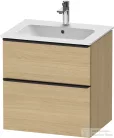 Duravit D-NEO 61x46,2 cm-es, 2 fiókos alsószekrény fekete fogantyúval 233663 mosdóhoz, natúr tölgy DE43610BD300000